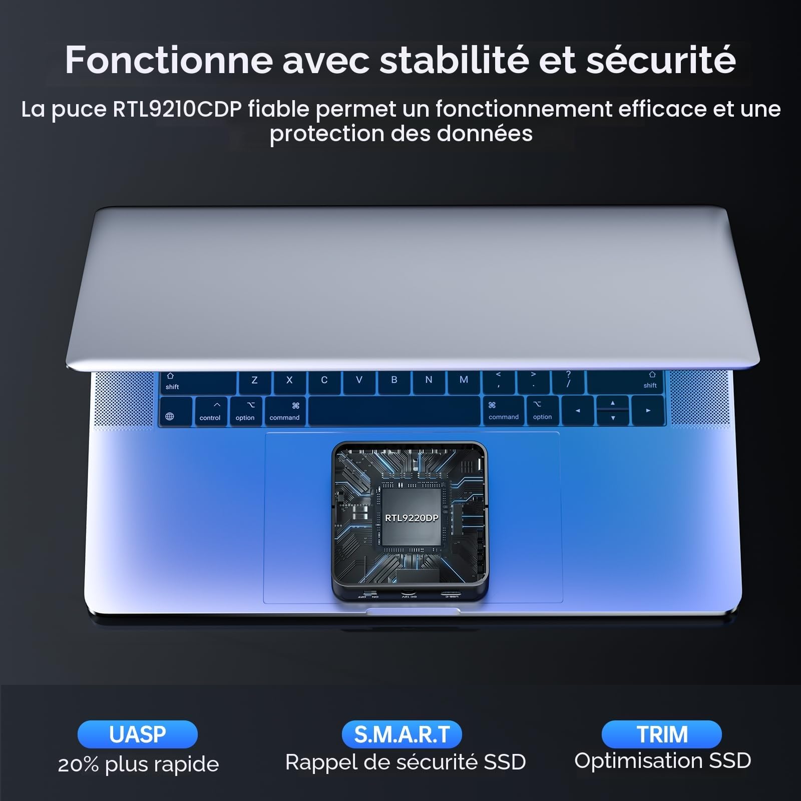 SSK Dock Disque Dur Cloner SSD M.2 NVMe SATA, Station d'accueil Double Baie 10Gbps USB 3.2 Gen 2, Adaptateur USB pour SSD PCIe M Key/B+M Key avec Clonage Hors Ligne