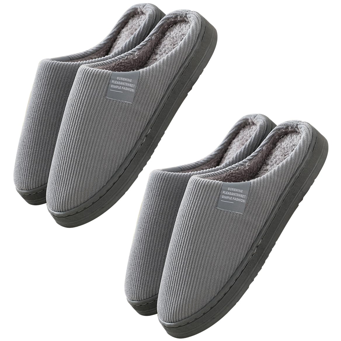 sazujinwu 2 Pairs Luxurious Velvet Memory Foam House Slippers with Soft Plush Lining and Flexible Sole
