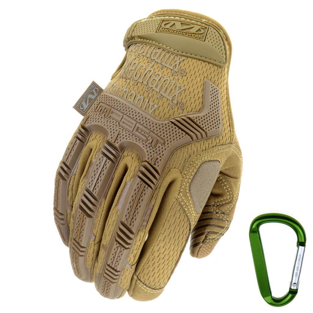 Mechanix Wear + Rt Outdoor Mechanix Wear M-Pact tactique utiliser gant, une protection optimale, le meilleur ajustement respirante + mousquetons Gear, Noir Covert, Multicam, loup gris, taille: S, M,