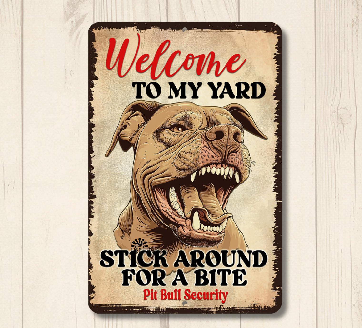Pit Bull Welcome Yard House Sign funny dog metal warning security home decor