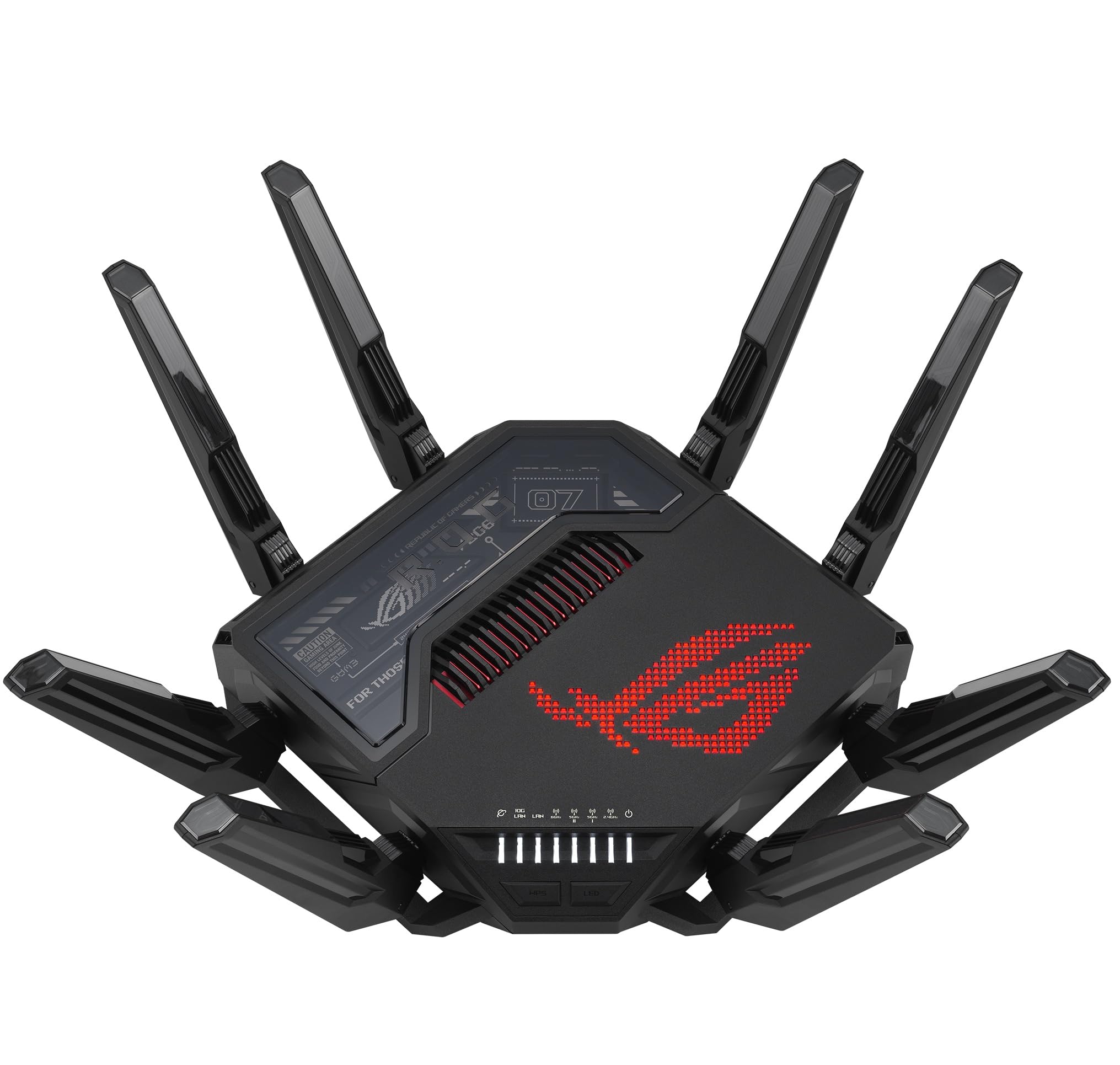 ASUS ROG Rapture GT-BE98 Quad-band WiFi 7 AiMesh Extendable Gaming Router, 25Gbps, 320MHz, 4K-QAM, Dual 10G Ports, Quad 2.5G Ports, VPNs, 4G LTE/5G Mobile Tethering - Black