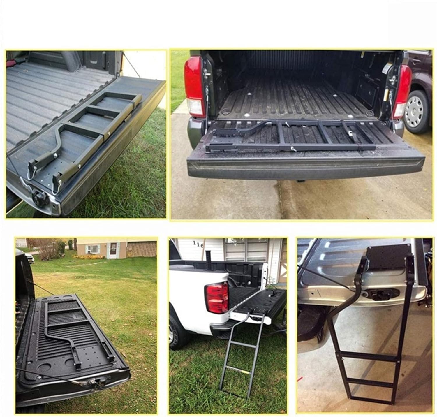 1set Car Universal Rear Door Tailgate Ladder Universal Truck Tailgate Ladder Pickup Foldable Extension Step Ladder 87-107cm 4x4