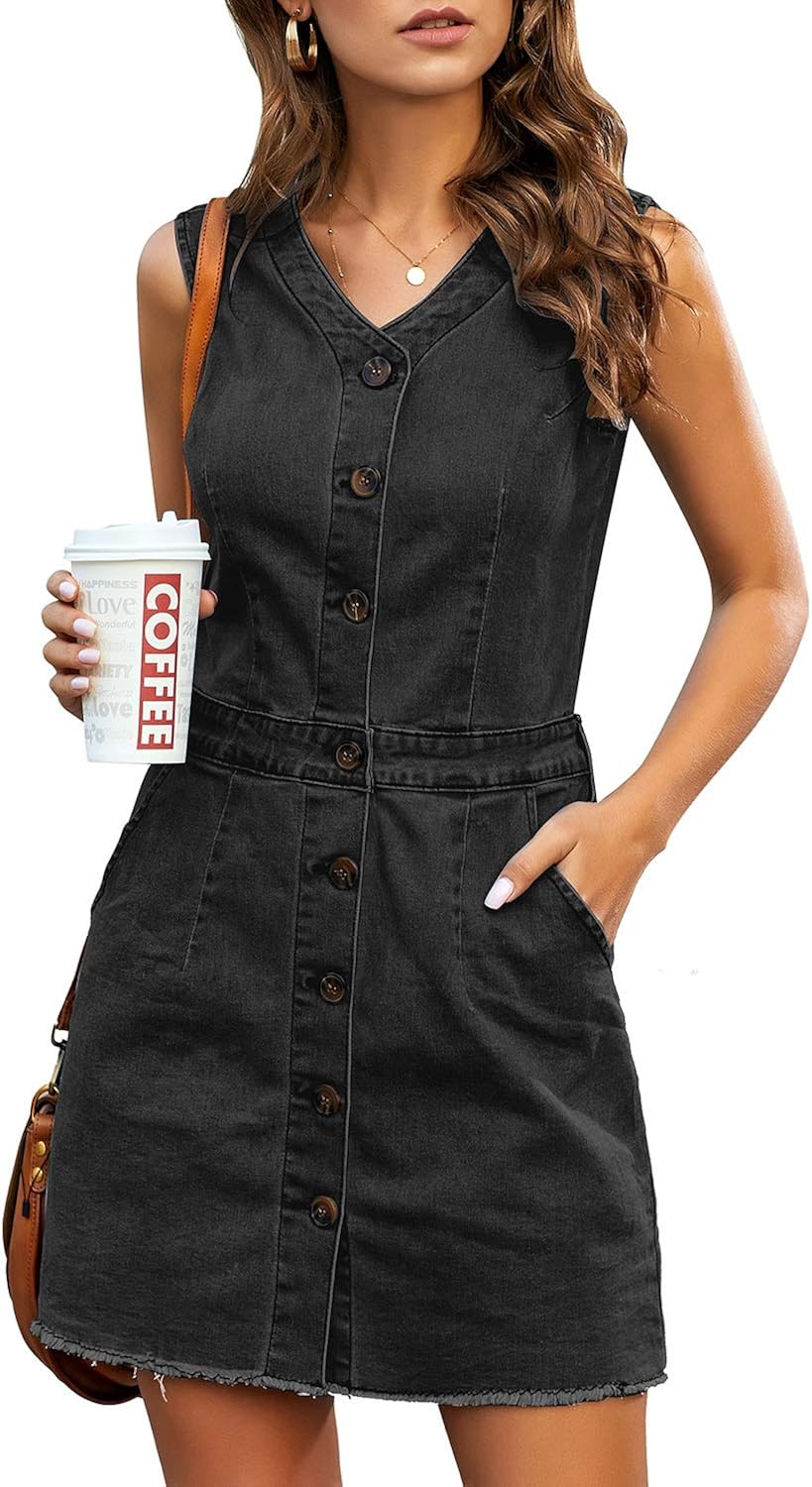 black denim sleeveless dress
