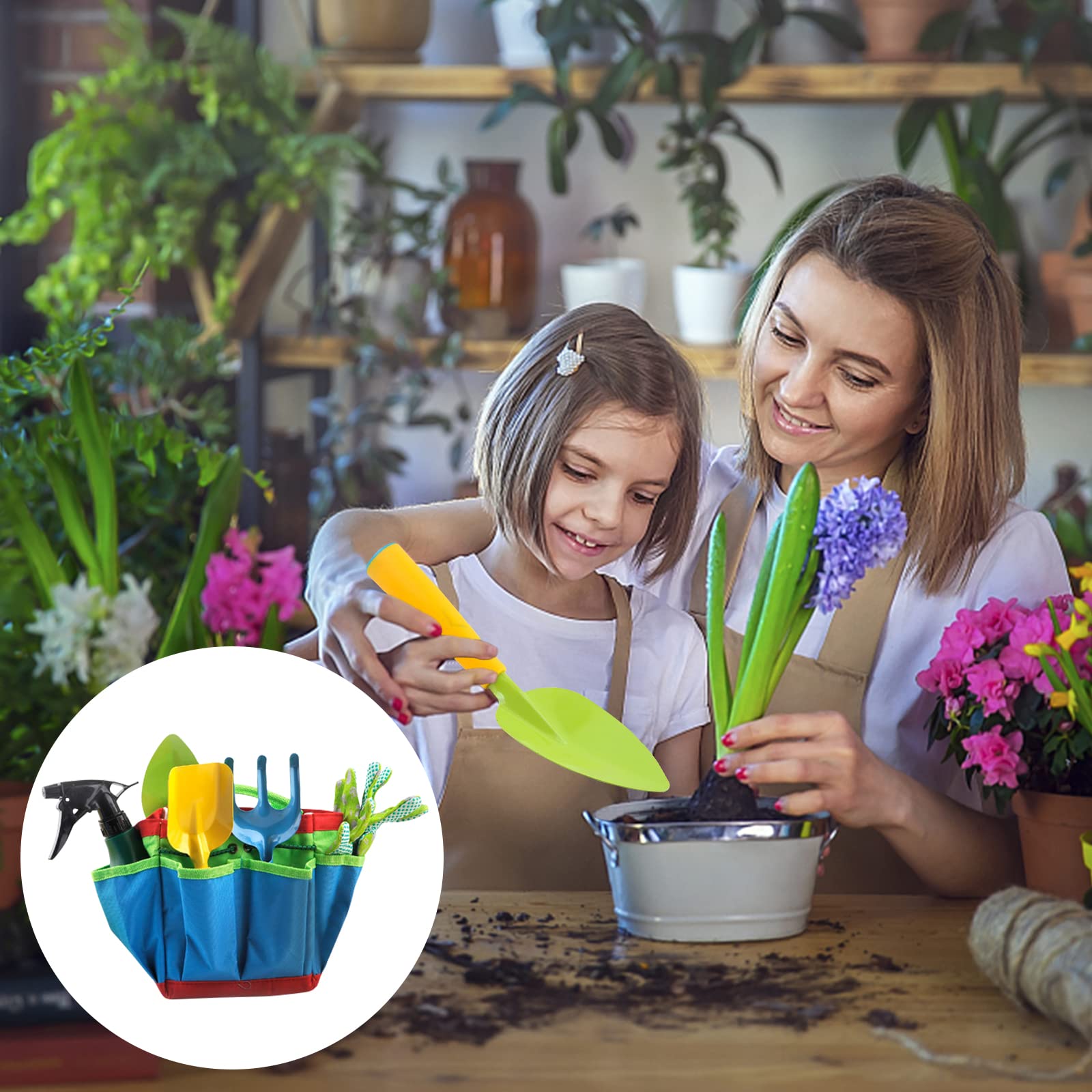 Mecctuck 23 Pièces Kit Jardinage Enfant, Outils Jardin Enfant, Outils de Jardinage pour Enfants, Jouet de Jardin Enfants avec Arrosoir,Gants,Râteau,Pelle, Déguisement Jardinie, Outils de Jardinage