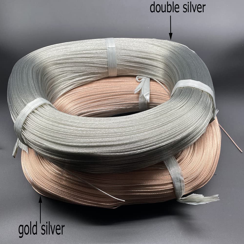 cable eléctrico 20 22 24 26 30 awg núcleo de cobre transparente alambre paralelo iluminación oro plata cristal LED alambre cuerno señal araña alambre plano ( Color : 30awg gold silver , Size : 50 m )