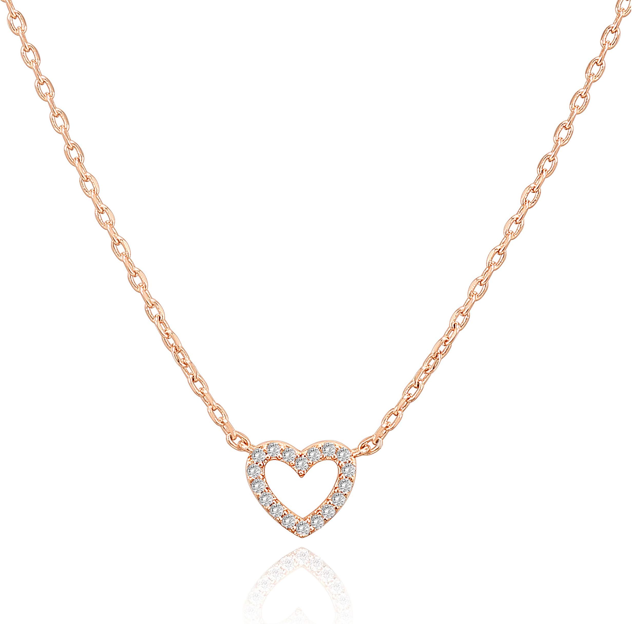 PAVOI14K Gold Plated Dainty Pendant Necklace | Heart, Dot, Halo, Butterfly Pendant | Layering Necklaces | Gold Necklaces for Women