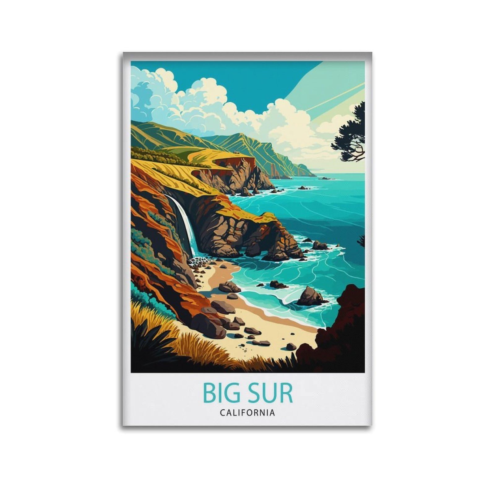 xiaoxiaoshen Big Sur California Travel Home Coastal Landscape Gift Canvas Poster Wall Art Prints Room Aesthetic Murals Bedroom And Living Decorations 24x36inch(60x90cm)