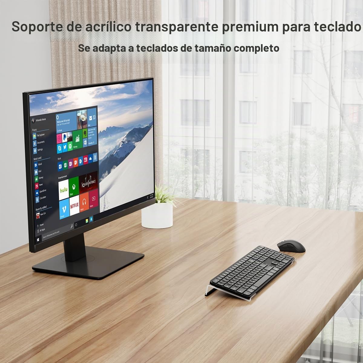 Suptek Soporte Acrílico Transparente Inclinado para Teclado de Ordenador, Soporte de Bandeja para Teclado, Funda de Silicona Antideslizante para Escritorio de Oficina, Hogar, Escuela, A001