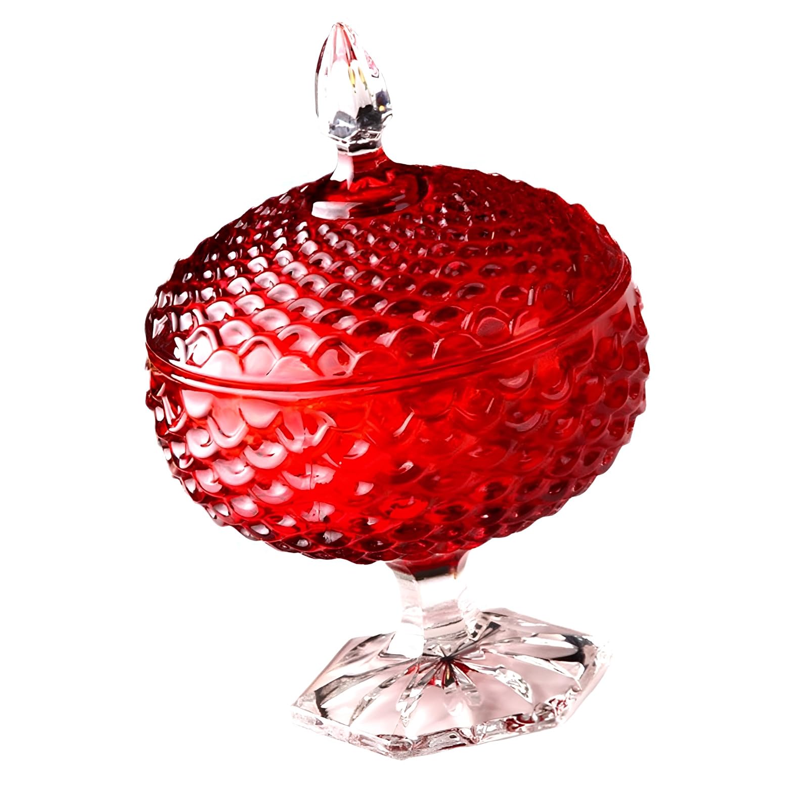 Zxfdsfdbnm Glass Crystal Thickened Candy Bowl with Lid Elegant Embossed Trinket Jewelry Box Sugar Jar Wedding Parties Decors Covered Candy Jar