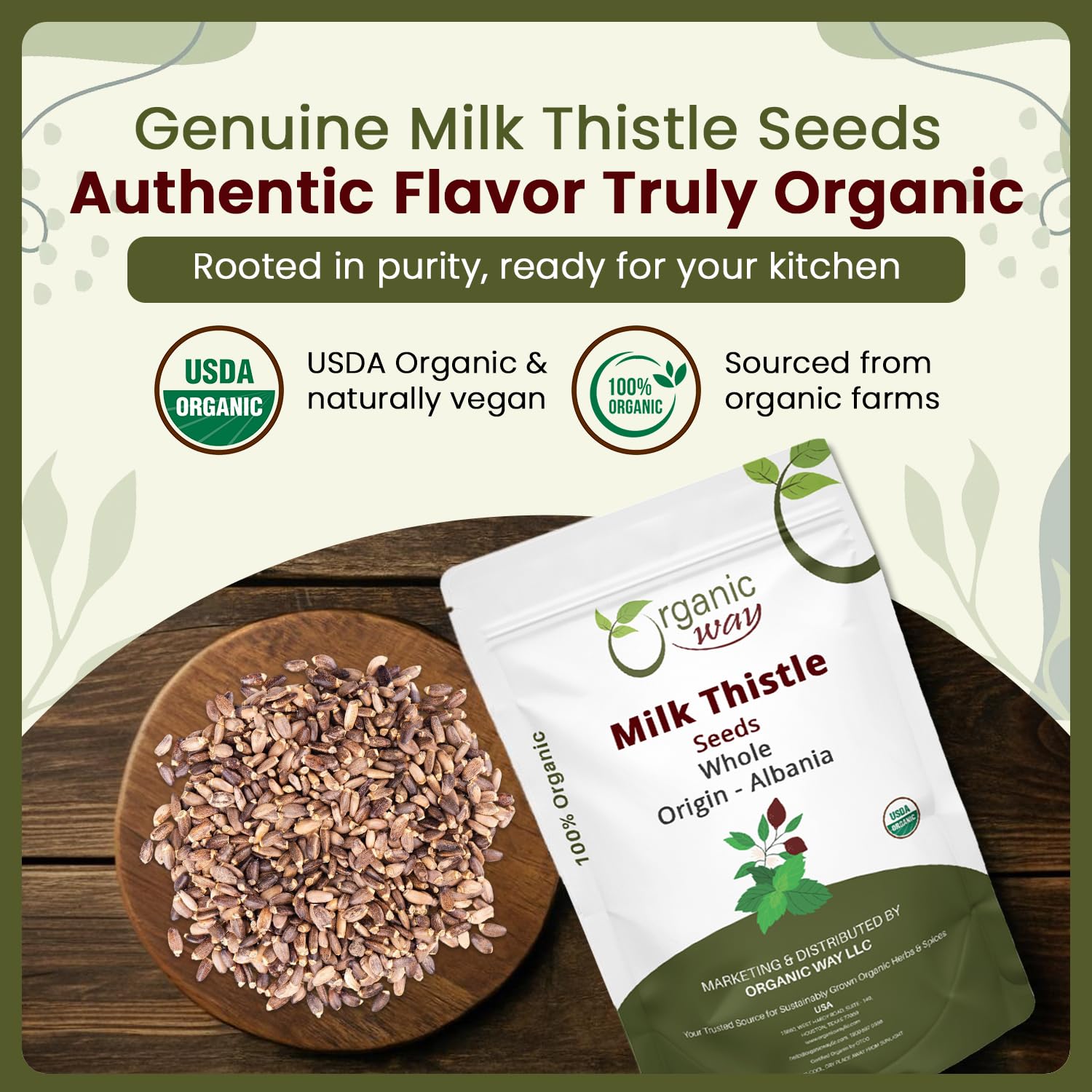 Organic Way Whole Milk Thistle Seeds - Herbal Tea - Origin Albania (16 Oz) — Amazon image 2