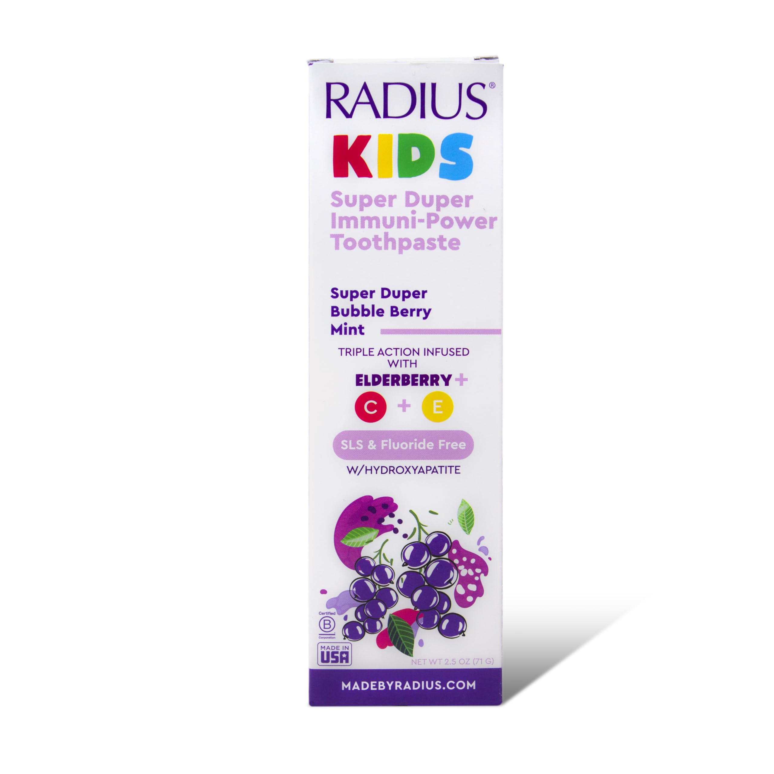 Radius Kids Super Duper Immunity Power Toothpaste 2.5 Oz - Super Duper Bubble Berry Mint - Pack of 1