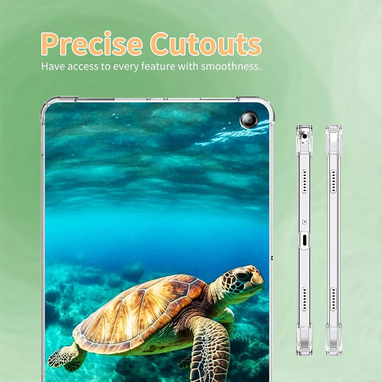 Sea Turtle Clear Case for Kindle Fire HD 10 Tablet (13th Generation, 2023 Release) 10.1" Tablet Lightweight Transparent TPU Shockproof Protective Cover