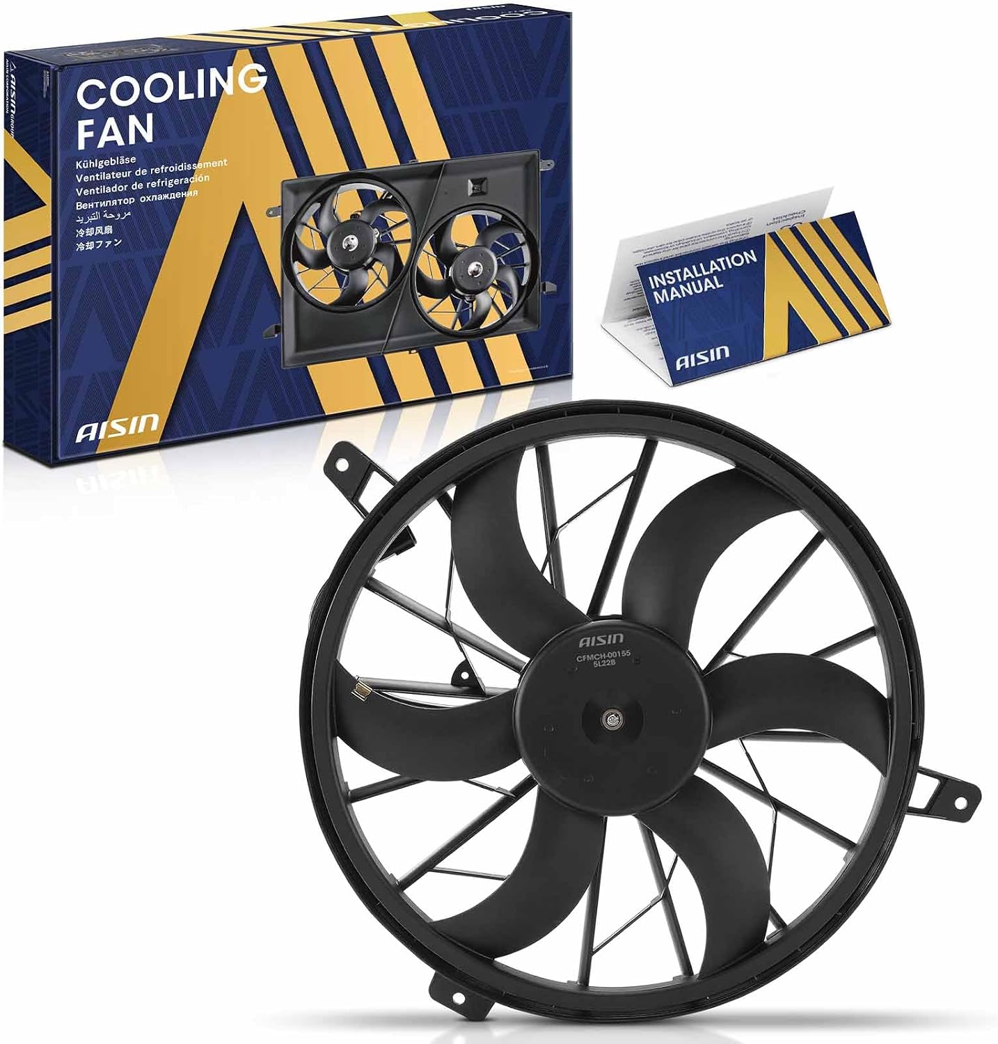 AISIN Radiator Cooling Fan Assembly with Shroud for Jeep Grand Cherokee / Liberty