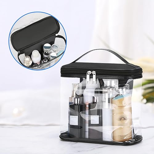 Miniatura 2 de Bolsas de viaje transparentes resistentes a prueba de fugas para artículos de tocador, bolsa de cosméticos de maquillaje transparente con cremallera