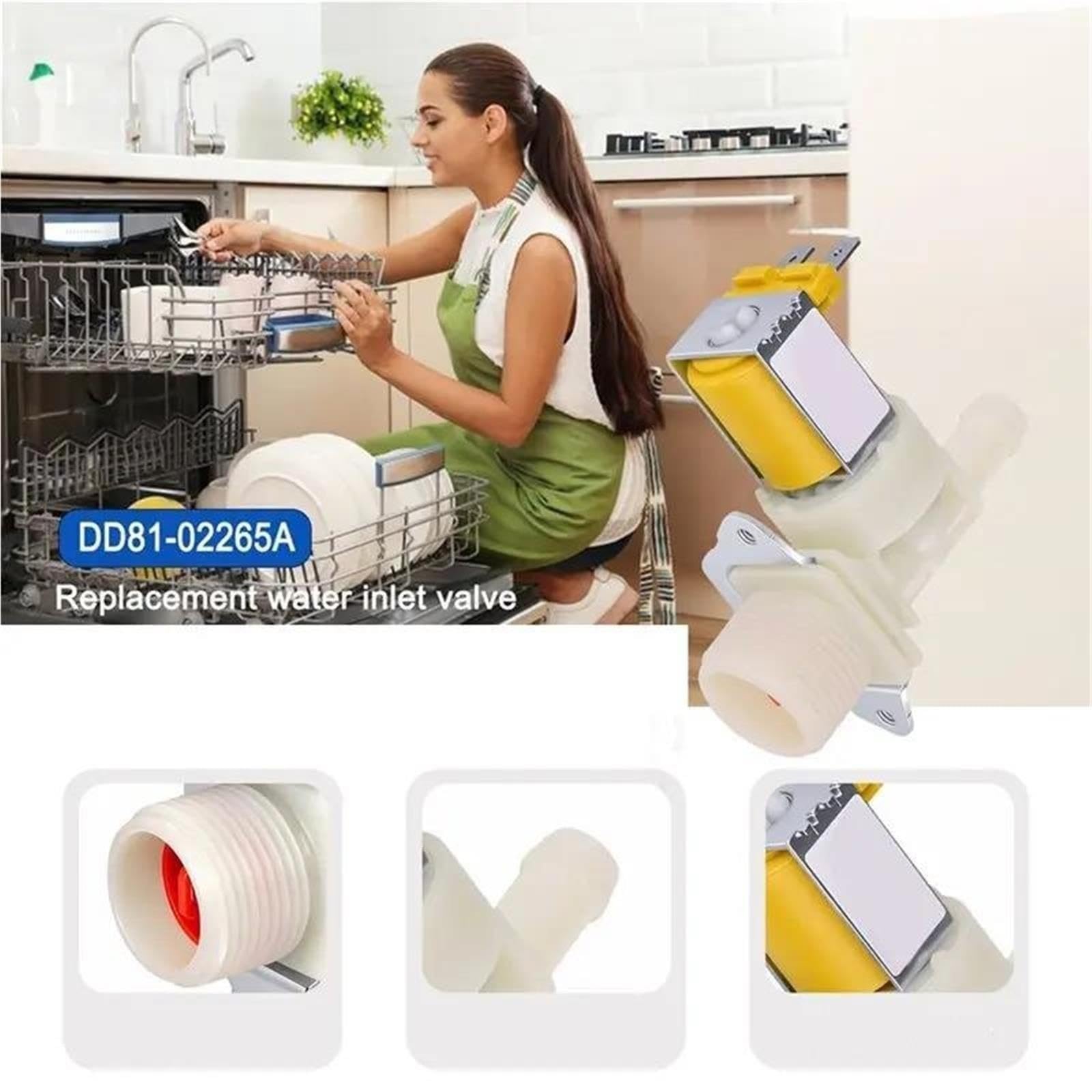 Válvula Entrada Agua Lavavajillas DD81-02265A, Compatible Para Samsung