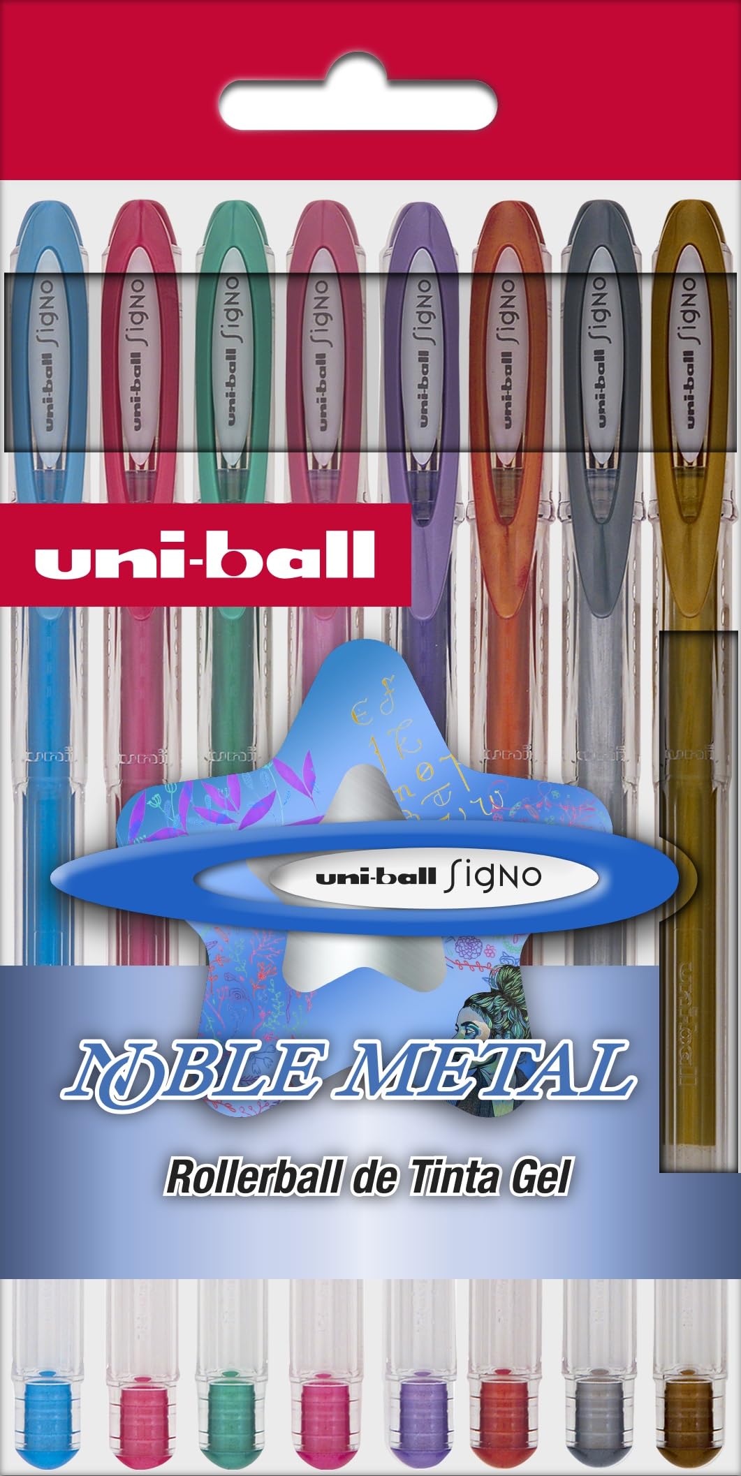 UNI-BALL UM1208CNM Pack 8 Roller UM-120 Metal Sortiment