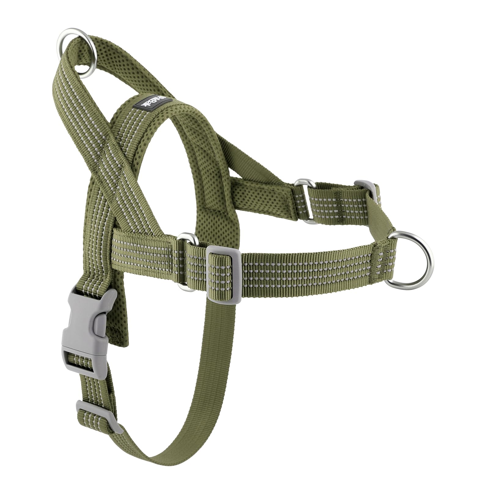 APakBak No Pull Dog Harness with Handle, Adjustable Mesh Padded Reflective Walking Harness with Front Clip for Small Medium Large Dogs – Quick Fit No Escape for Training and Hiking (Ranger Green, S)