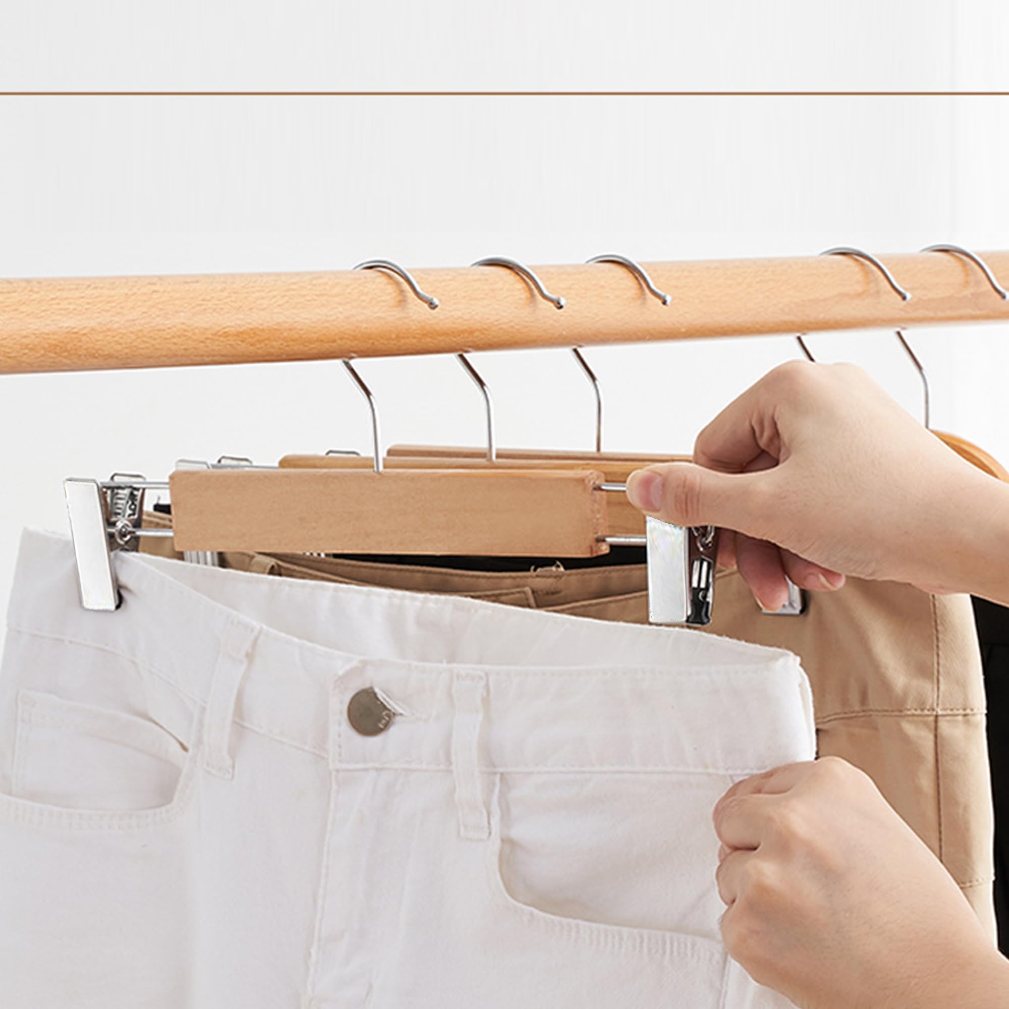 10pcs Children's Gold Wooden Hangers,Natural Wooden Kids Gold Hanger,Coat Skirt Hangers with Gold Clips,Toddler Hangers for Baby Clothes Closet(Silver) (Silver)