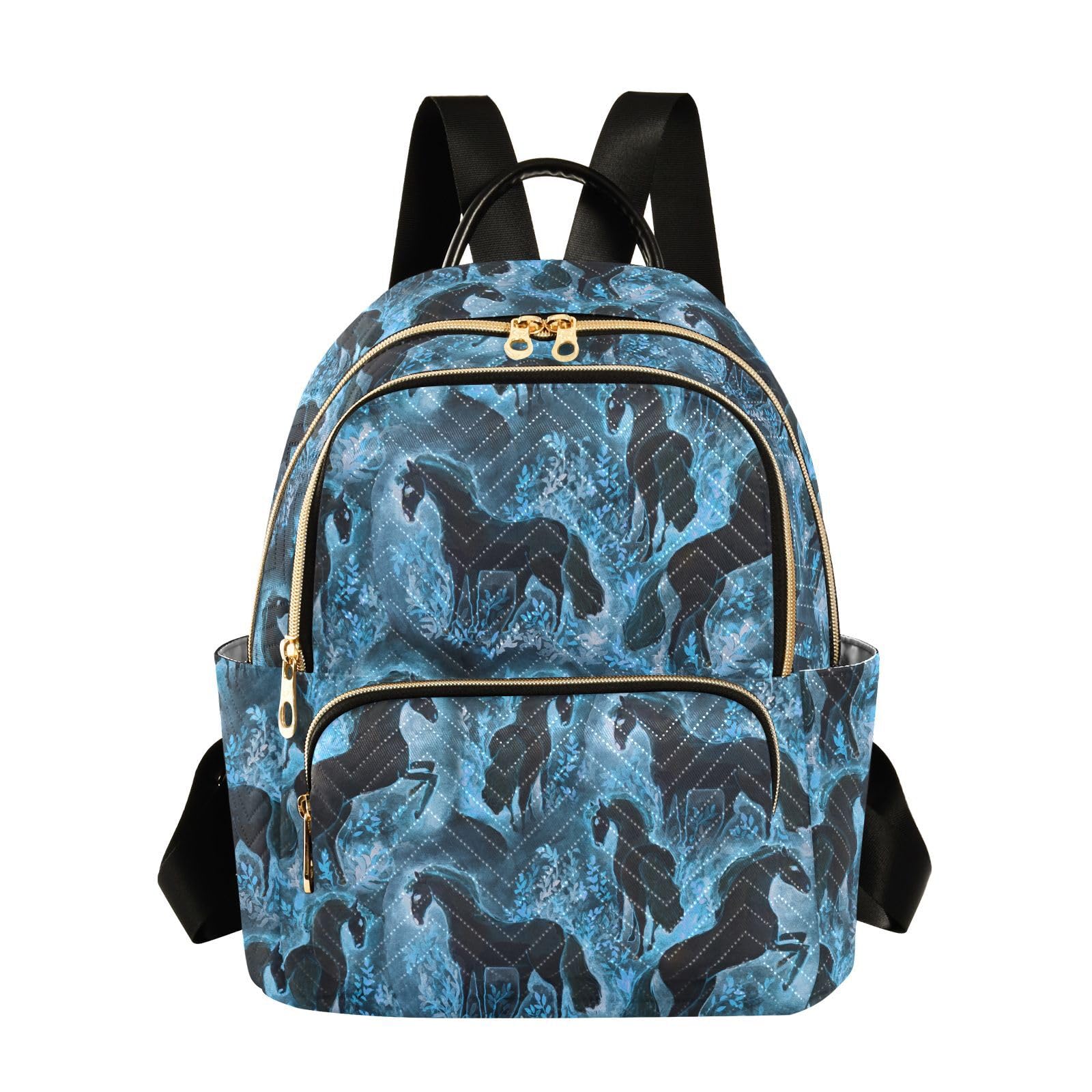 Blue Horse Mini Backpack Fashion Purse for Women,M