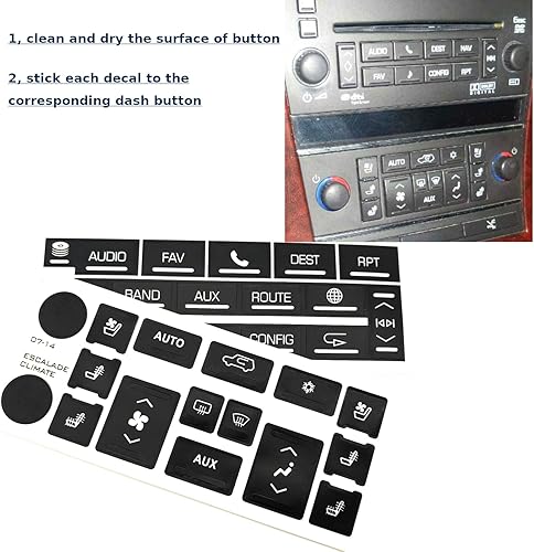 Miniatura 4 de AtticZone Calcomanías de botón de radio de CA compatibles con Cadillac Escalade ESV EXT 2007 2008-2014 (AC16 + Radio18)
