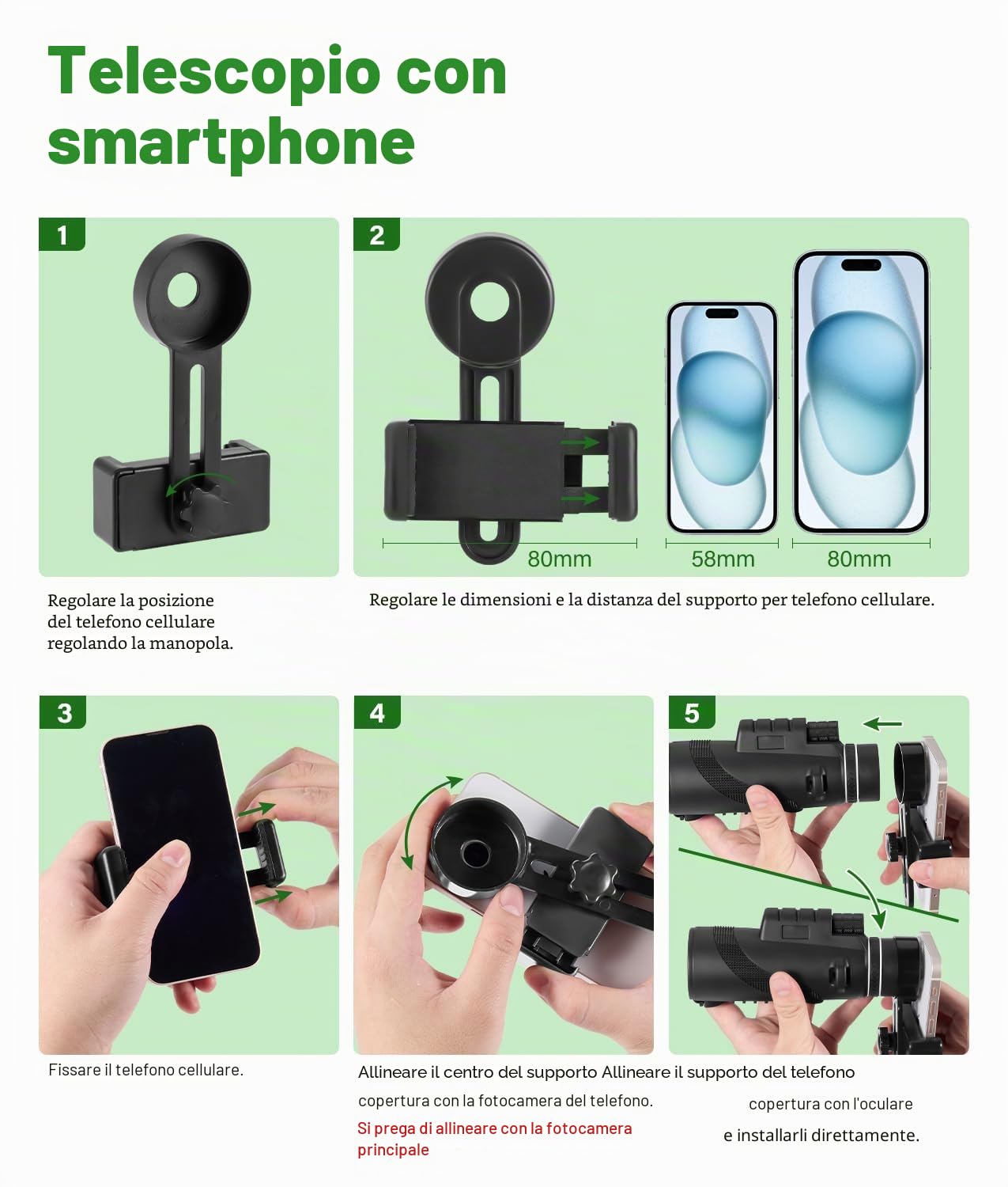 PAHTTO Monoculare 80x100 Zoom, telescopio monoculare con supporto per smartphone e treppiede estensibile, telescopio monoculare impermeabile per birdwatching, caccia, viaggi e concerti sportivi