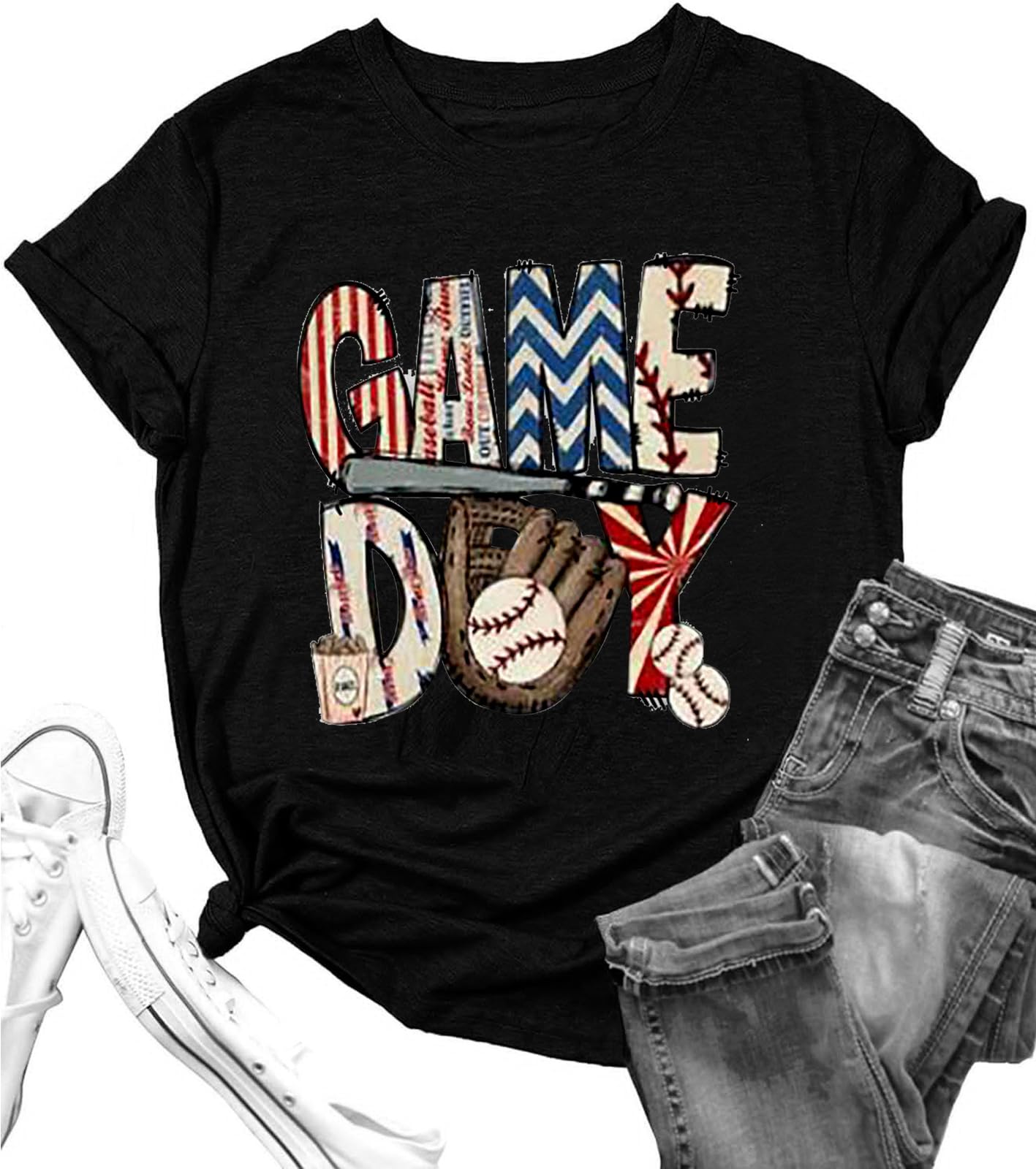 Game Day Baseball Shirt Women Baseball Mom Tshirt Casual Short Sleeve Shirts for Summer
