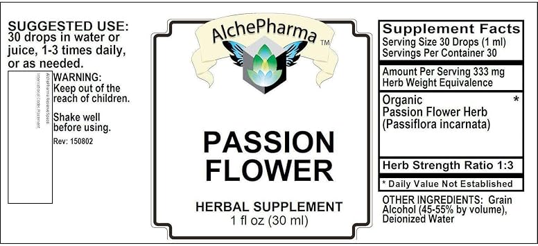 Passion Flower Tincture - (Organic Passiflora incarnata) - Professional 1:3 Herb Strength Ratio