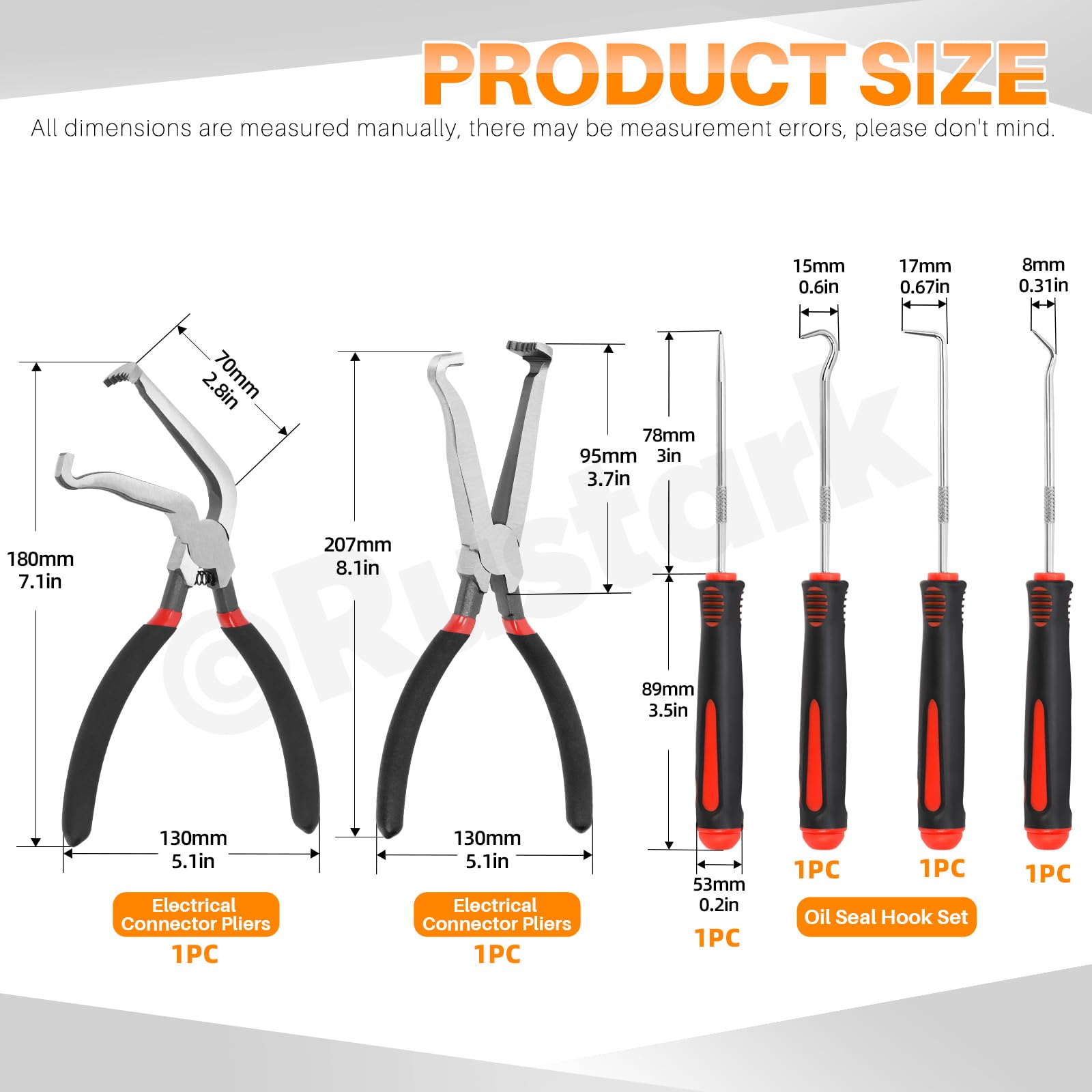 Rustark 6Pcs Electrical Disconnect Pliers Set Include 60 Degree and 8Inch Straight Electrical Connector Pliers - Image 2