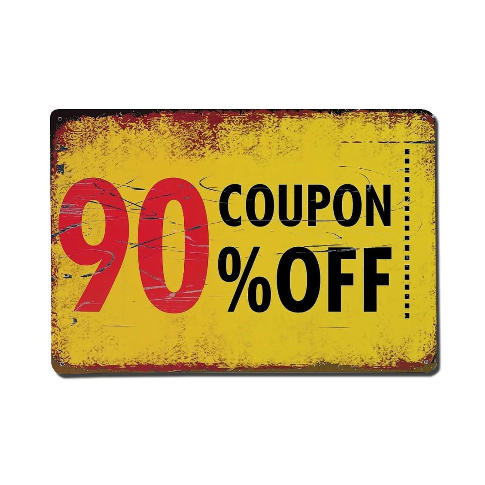 Nestemfo Vintage Ninety Percent Off Coupon Sign_1 Tin Sign Metal Sign, Living Room,Bar, Home, Bedroom Wall Decor,Retro Metal Poster 8X12 Inches