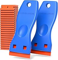 HELEMAN Plastic Razor Blade Scraper Tool - 2 Pack with 100 Blades, No-Scratch Remover for Stickers, Paint, Windows, Glass & More