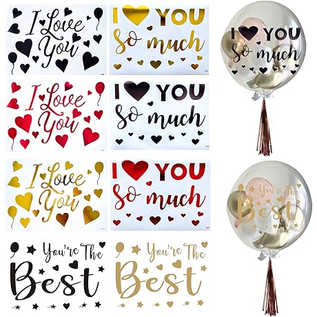 I Love You Balloon Stickers You're the Best DIY Letter Decorative Paster for Mother's Day