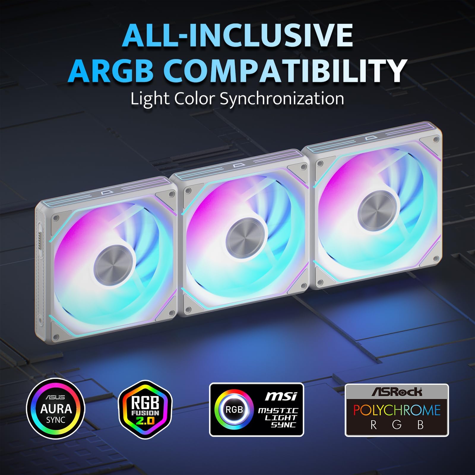 darkFlash G24 - Ventole magnetiche ARGB per case PC, 120 mm, confezione da 3, installazione senza attrezzi, raffreddamento fino a 2200 giri/min, PWM a 4 pin, sincronizzazione con software RGB della
