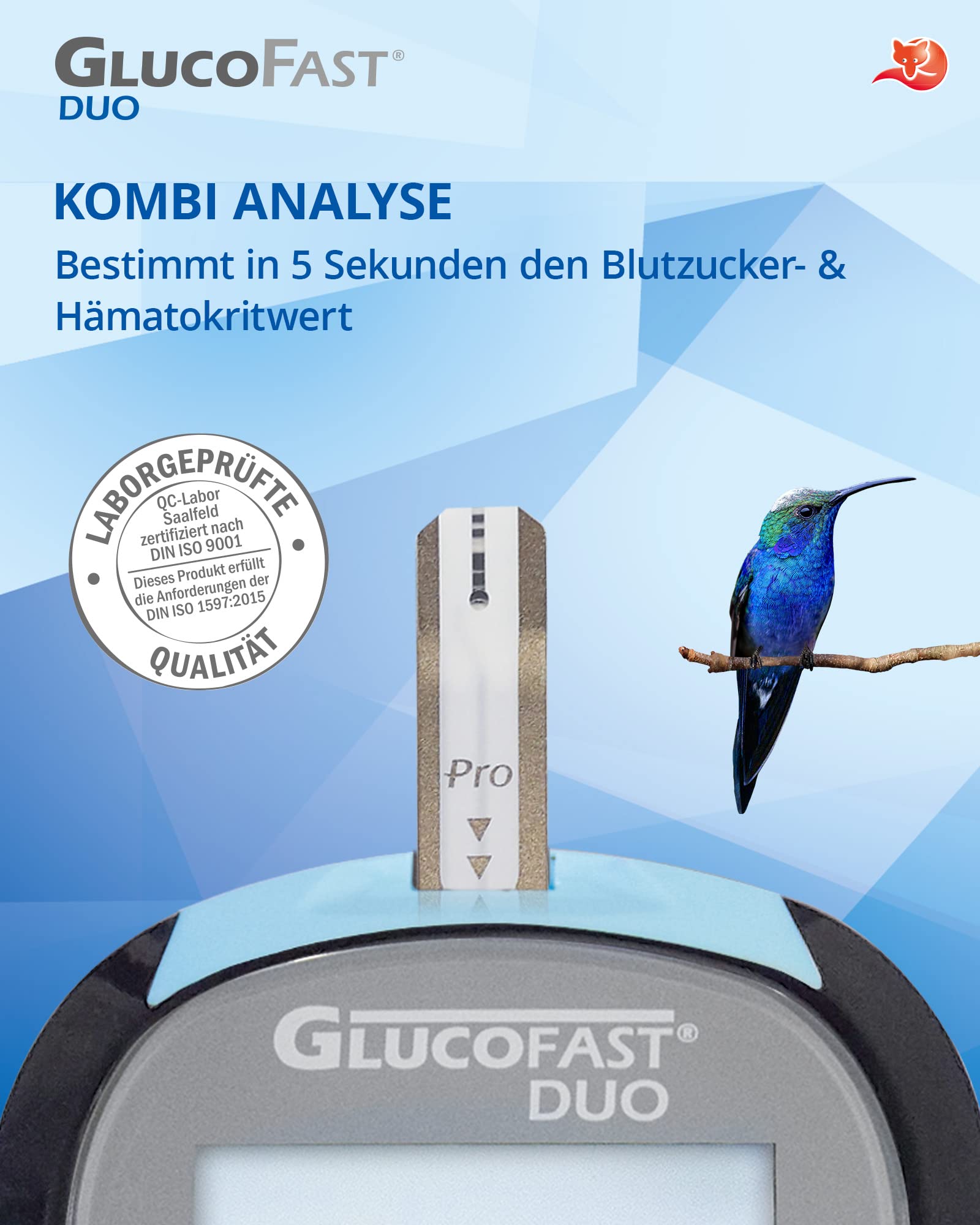 Duo Blutzucker Teststreifen – 50 Stück für Glucofast Duo Messgerät | präzise & hygienische Anwendung | Nachfüllpackung für Diabeteskontrolle in mg/dl oder mmol/L
