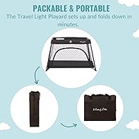Vista 6 de Dream On Me Corral ligero de viaje para bebé con puerta de acceso con cremallera, laterales de malla transpirable con colchón suave y cómodo, diseño