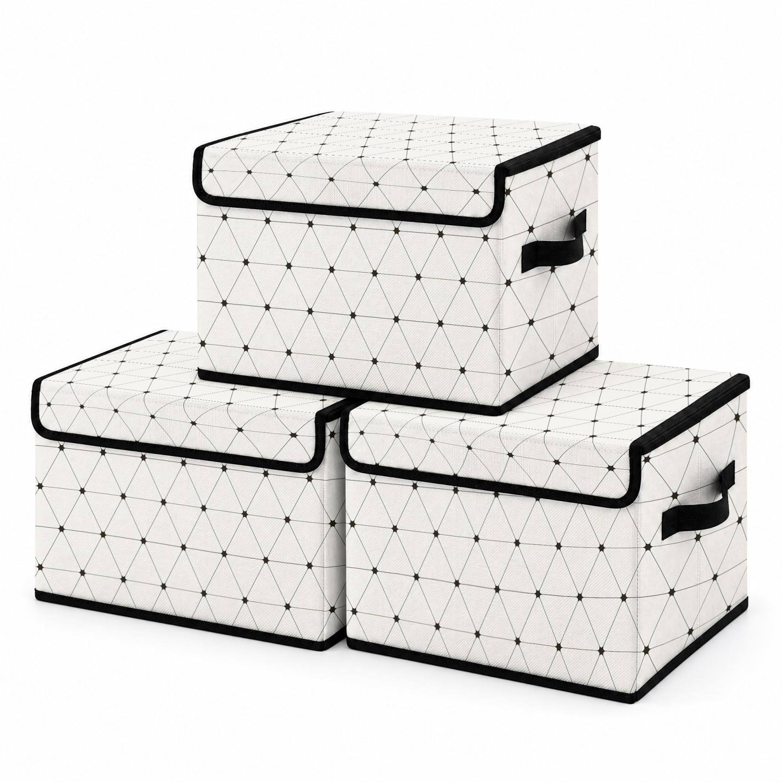 Fabric Storage Bins with Lids,Under Bed Storage Containers 3Pack