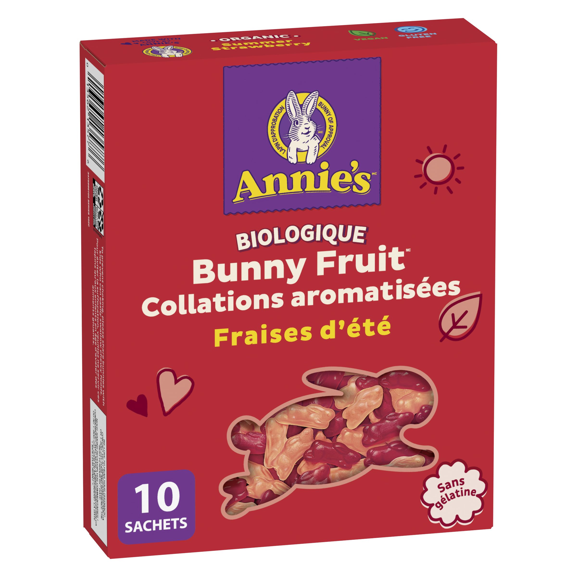 ANNIE'S - FAMILY PACK - Organic Fruit Flavoured Snacks Strawberry, Pack of 10 Pouches, Natural Strawberry Flavours, No Synthetic Colours, Gelatin Free, Gluten Free, Vegan, Snacks - 4