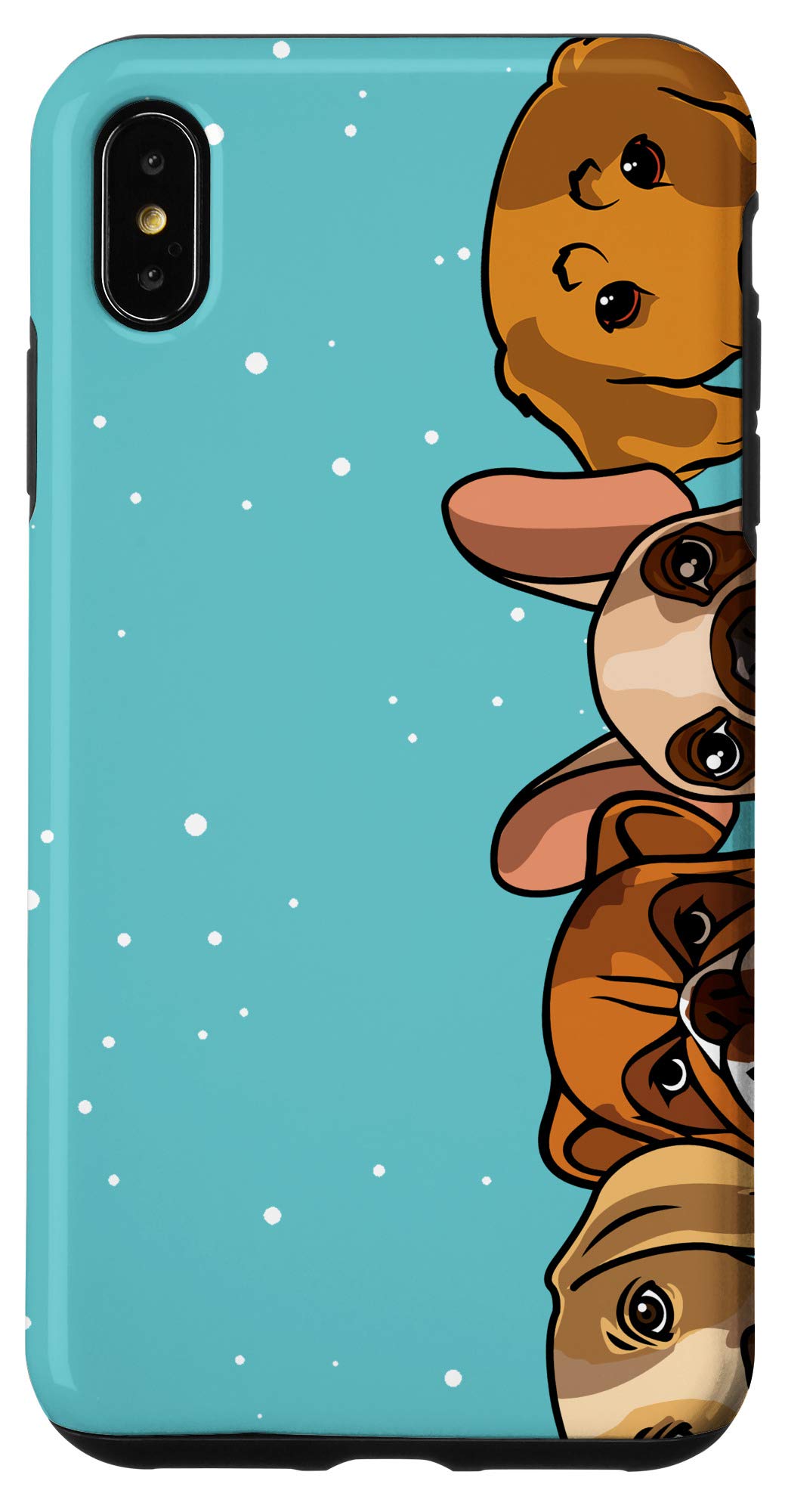 iPhone XS Max Peeping Dogggies Paw Print Pattern Dog Mom Lover Blue Green Case