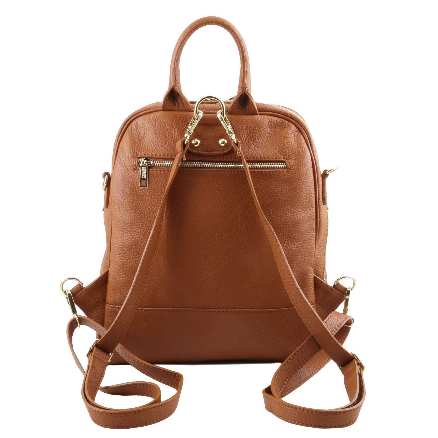 Tuscany Leather TLBag miękki skórzany plecak dla kobiet, Koniak, Rozmiar Uniwersalny