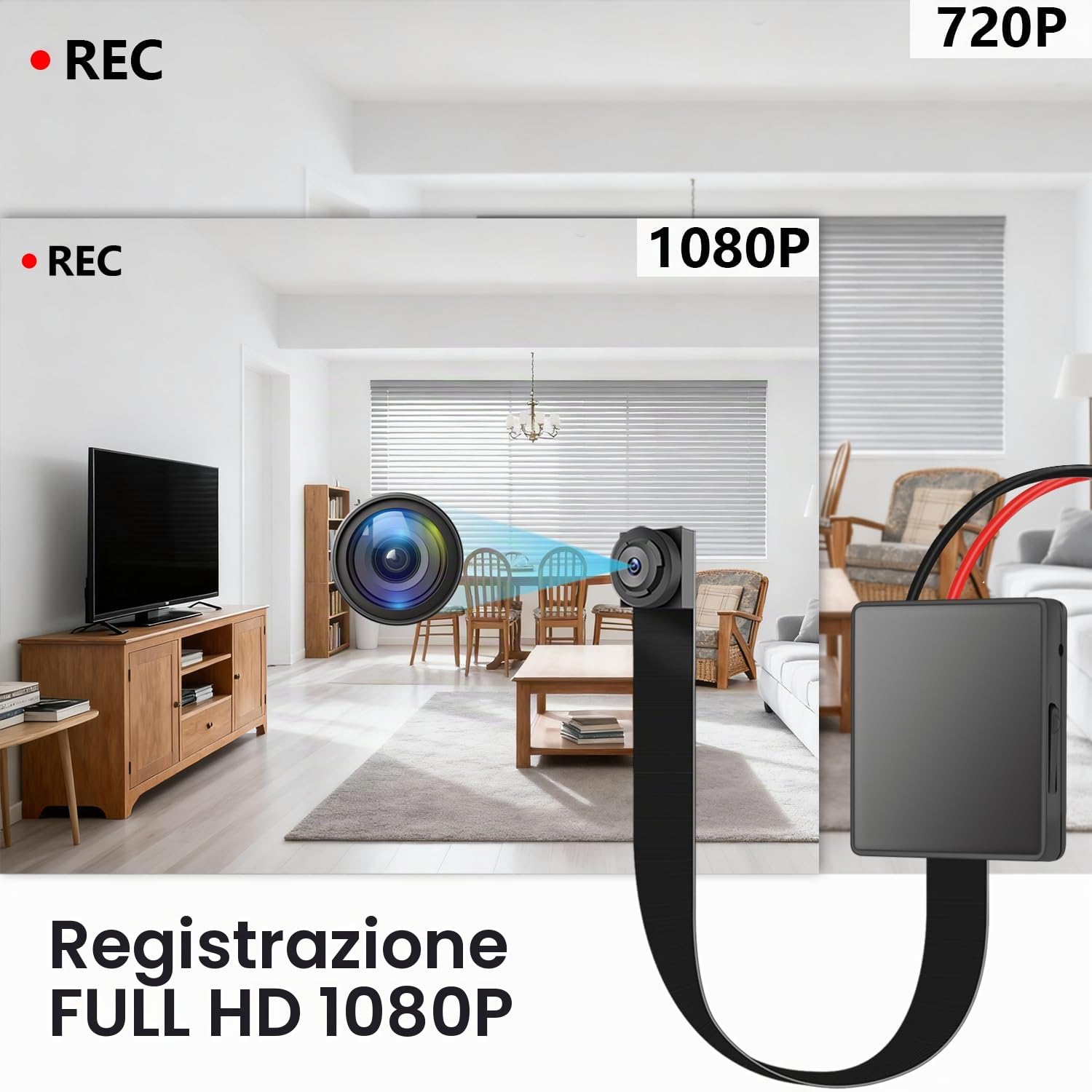 OTADUG Telecamera Spia Interno Invisibile 1080P Mini Telecamera Spia Nascosta Micro Spy Cam Sorveglianza con Telecamera e Microfono/Scheda SD 32 Gb/Lunga Durata Batteria (Rilevamento di Movimento)