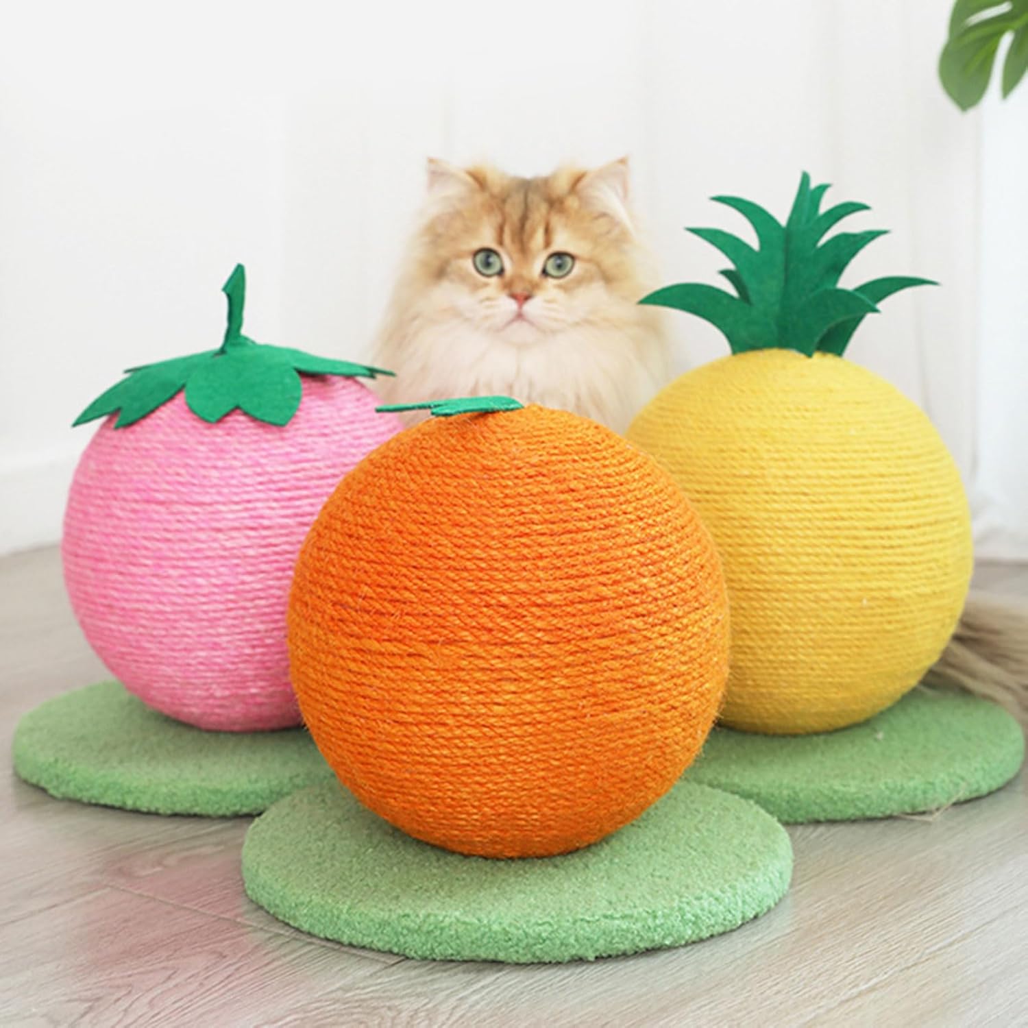 Fruit-Shaped Eco Cat Scratching Post - Hand-Wrapped Sisal & Non-Shedding (Indoor Cats, Ready)​​ (A)