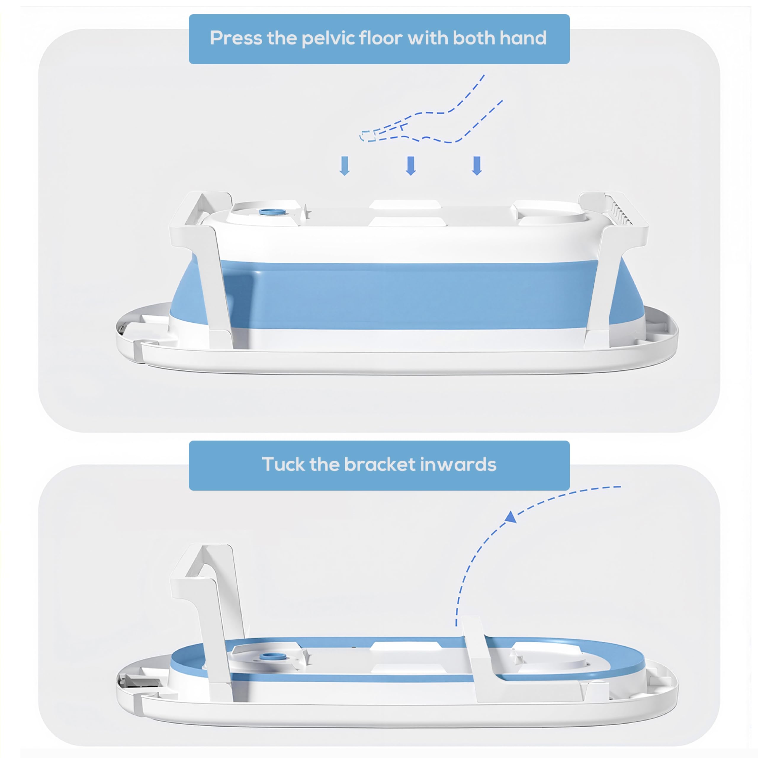 Cockatoo-Kids DripDrop Foldable Baby Bath Tub with Thermistor, Pillow & Soap Box – Portable Newborn to 6 Years Tub, Non-Toxic PP, Anti-Slip Base, 40kg Capacity – Travel & Home Use, White & Blue - Image 5 thumbnail
