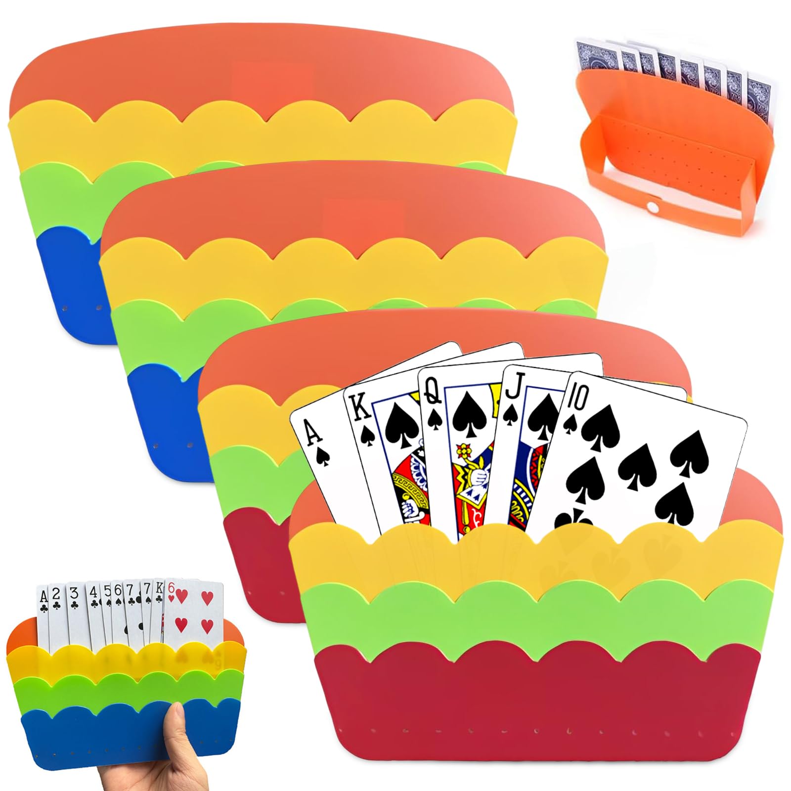 PORTE-CARTE DE JEU 4 Pcs Porte-Cartes à Jouer, Design à Trois Couches