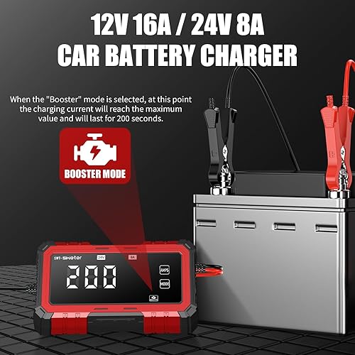 Miniatura 6 de Cargador de batería inteligente de 16 amperios 12 V24 V para automóvil, cargador de batería y cargador de batería automotriz con compensación de