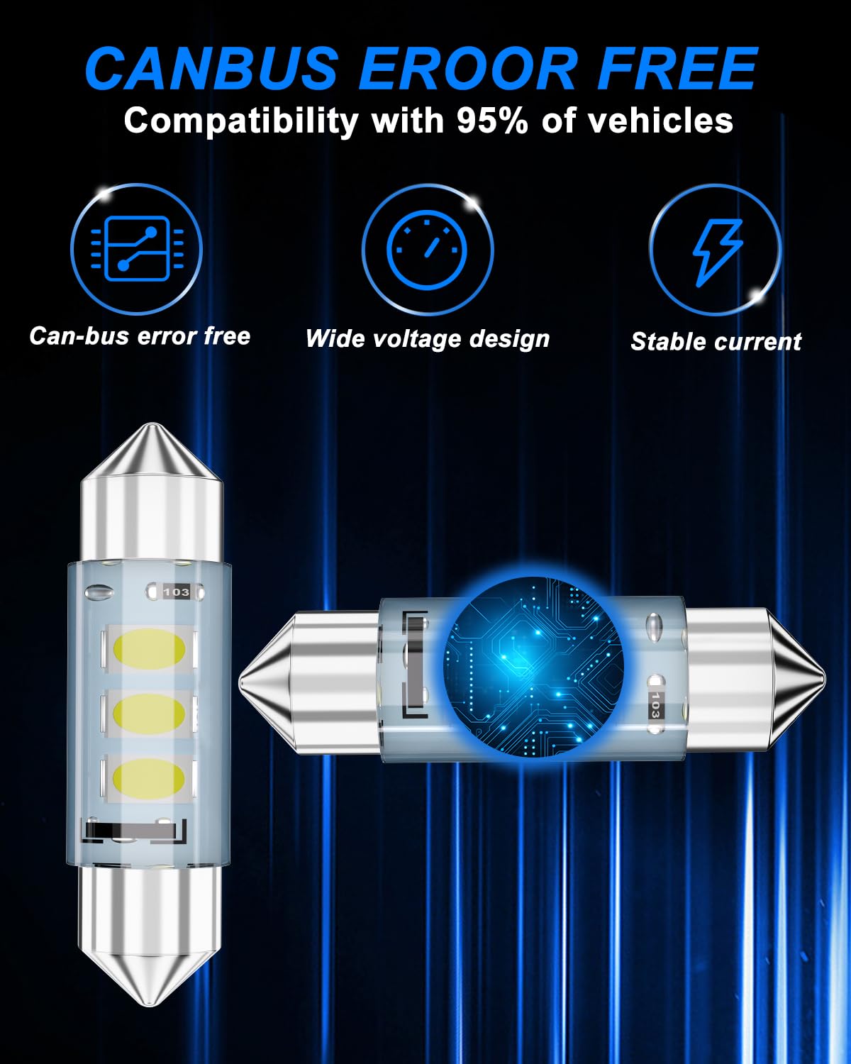 Keiurot Lampadine A LED C5W 36mm - 4 Pezzi, Canbus, 12-24V, 450 Lumen - Per Interni Auto, Targa, Luci Portiera E Bagagliaio