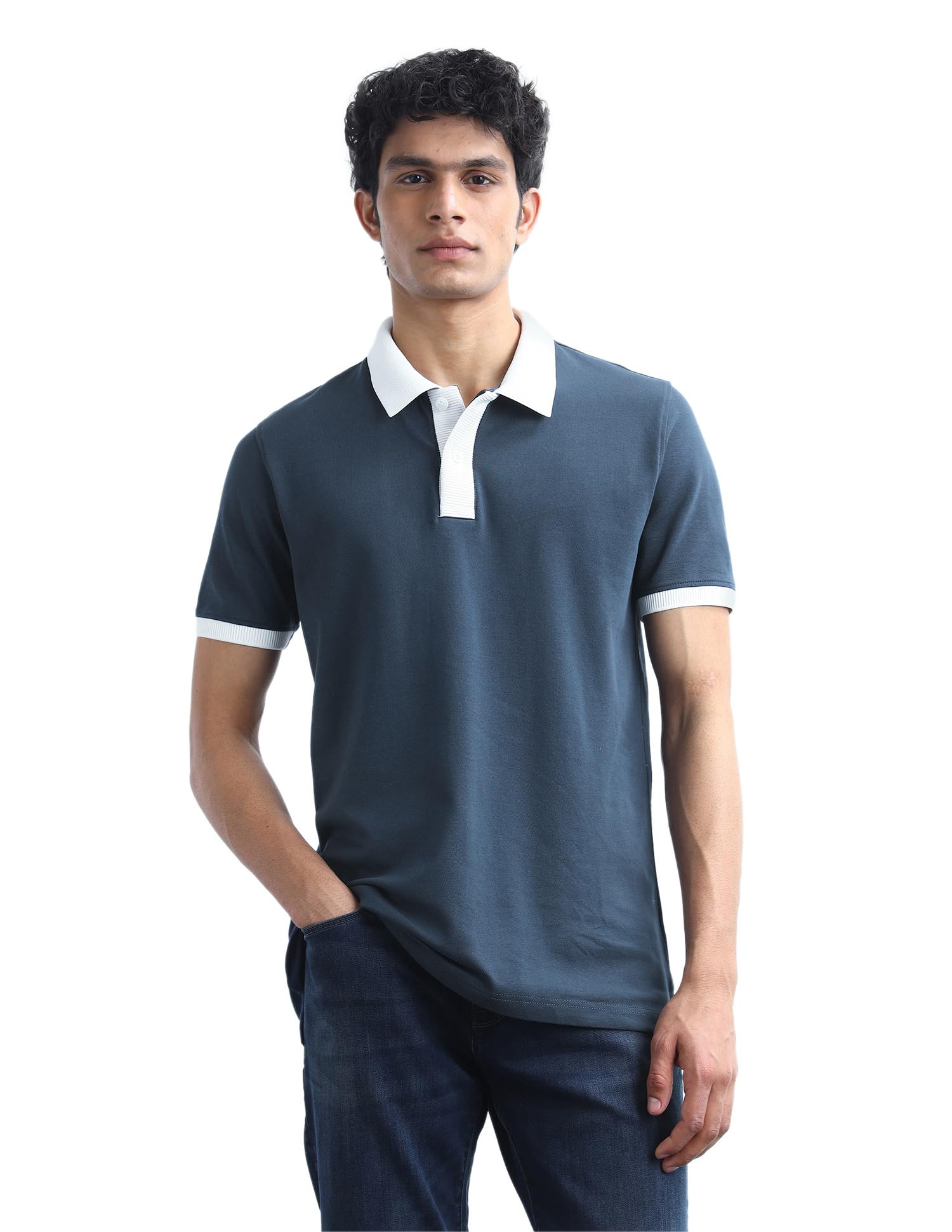 flying machine Men's Regular Fit Polo T-Shirt | Solid Pattern-picture-54