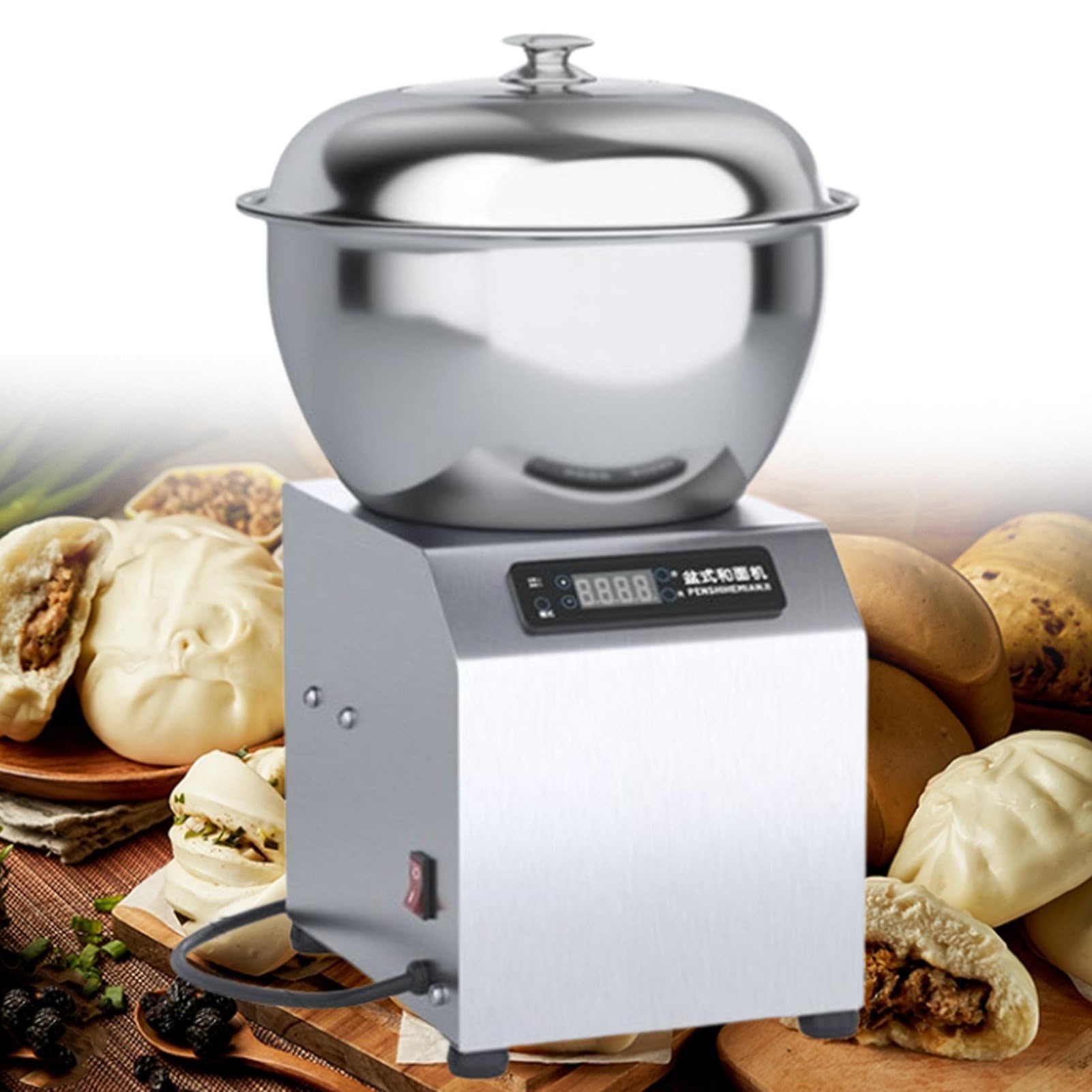 Impastatrice Commerciale 2200W, impastatrice a Spirale con Timer + Rotazione inversa, Corpo in Acciaio Inox, capacità 5 kg/8 kg per Pizza, panini 8KG/18QT