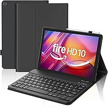 IVEOPPE Tastatur Hülle für Amazon Fire HD 10 Tablet 13./11. Generation, Deutsches QWERTZ Layout Keyboard, Magnetisch Abnehmbarer Tastatur für Fire HD 10 10.1 Zoll (2021/2023), Schwarz