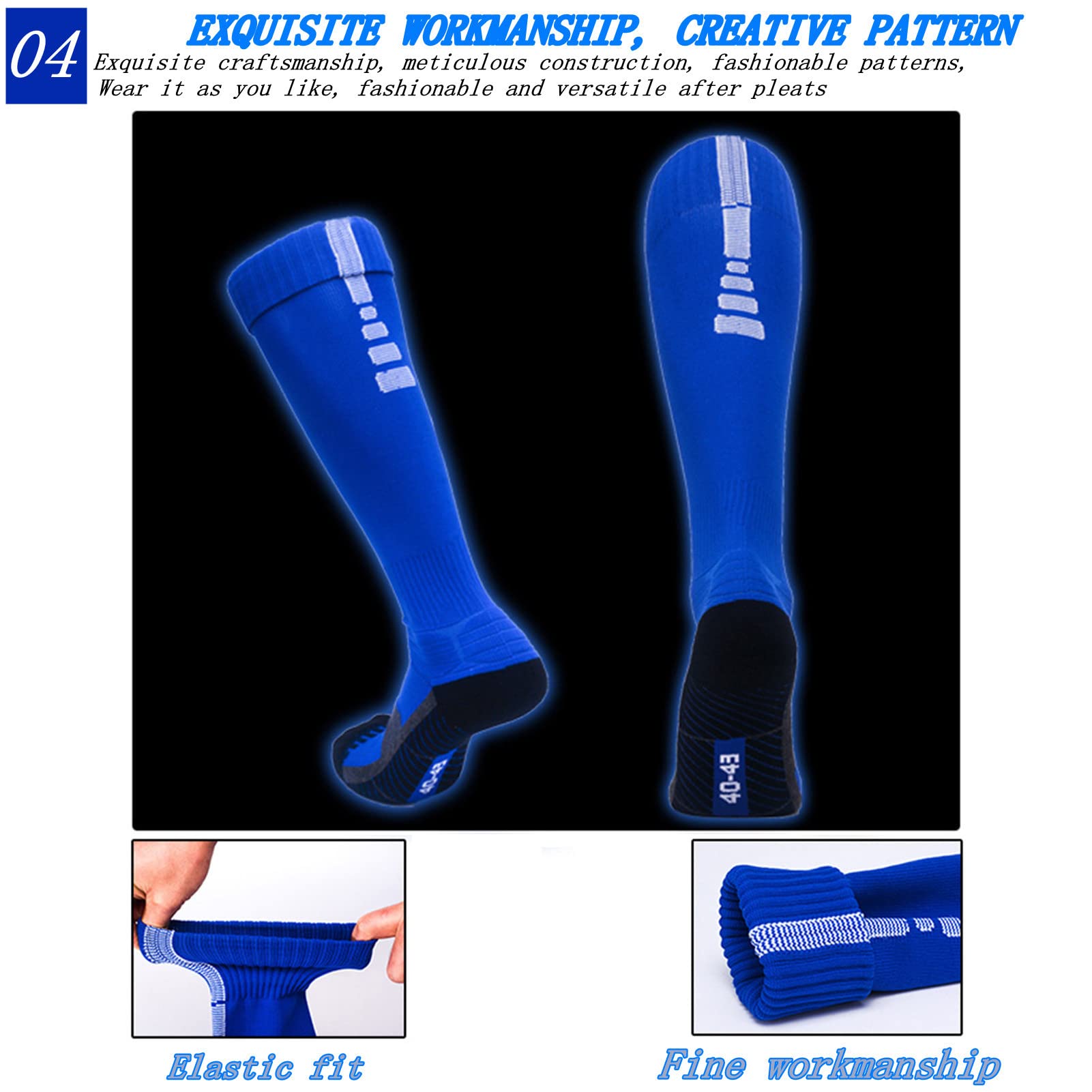 HULG 5 Paia di Calzini da Calcio Calzini Elasticizzati A Compressione Colorati Calzini Alti al Ginocchio Calzini da Calcio per Uomo Donna Adolescenti