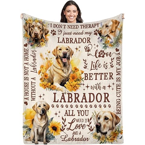 Labrador Throw Blanket for Dog Owners,Labrador Flannel Blanket for Women Girls