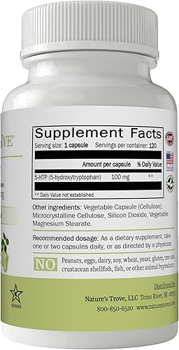 Miniatura 2 de Nature's Trove 5-HTP 100mg 120 Cápsulas Vegetarianas
